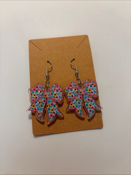 Fashion Jewelry Jewelry - Fashion Jewelry Pink Floral Bow Dangle Earrings